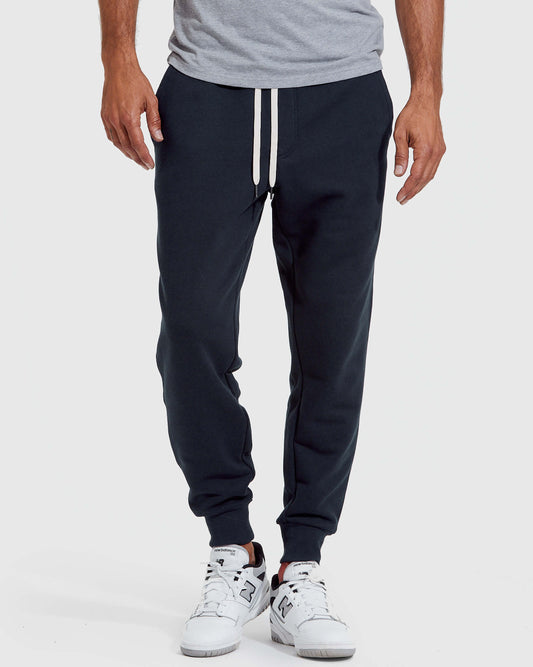 True Classic Navy Blue Fleece French Terry Jogger Pants | XL