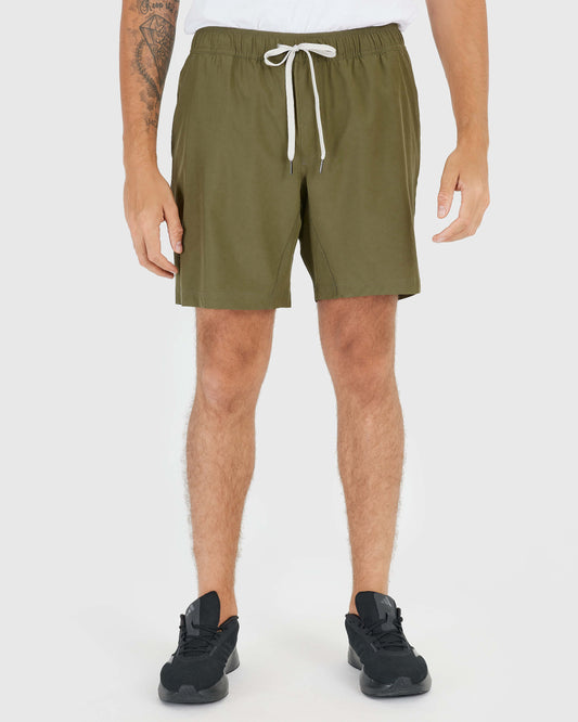 True Classic Military Green Active Quick Dry Shorts with Liner | Cotton Blend | Athletic Cut | Small