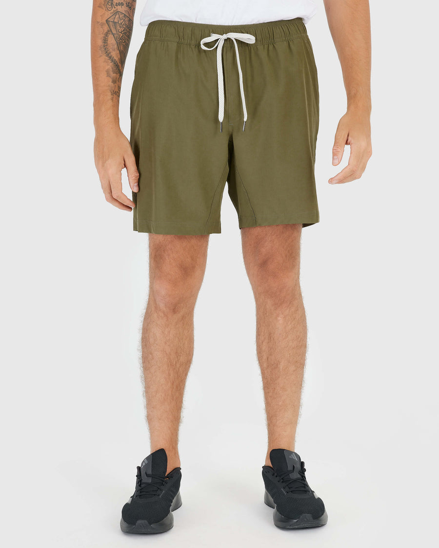True Classic Military Green Active Quick Dry Shorts with Liner | Cotton Blend | Athletic Cut | Small