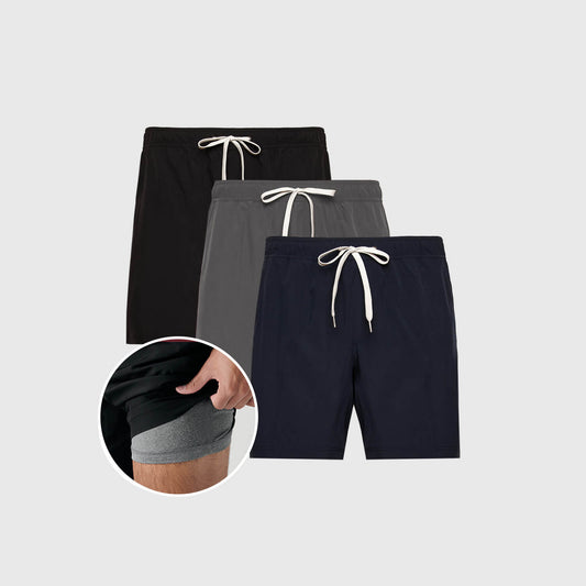 True Classic Dark Active Quick Dry Shorts with Liner 3-Pack | Cotton Blend | Athletic Cut | Small