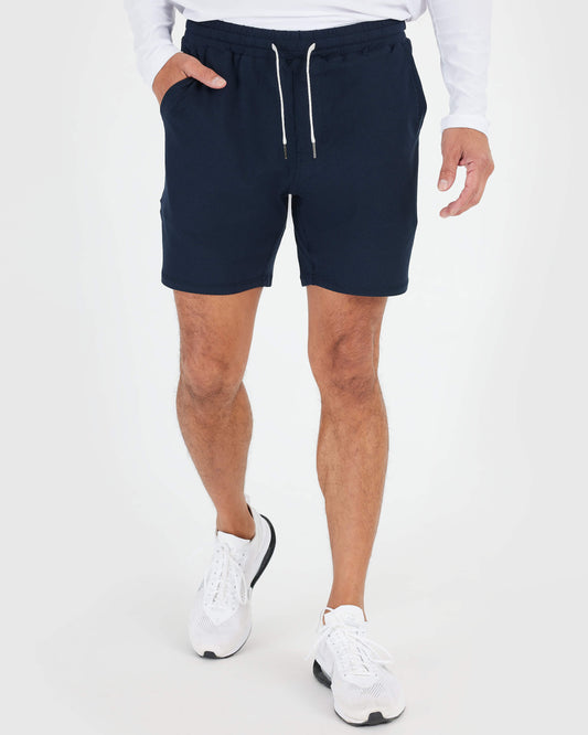 True Classic Dark Heather Navy Blue Active Comfort Shorts | Cotton Blend | Athletic Cut | Small