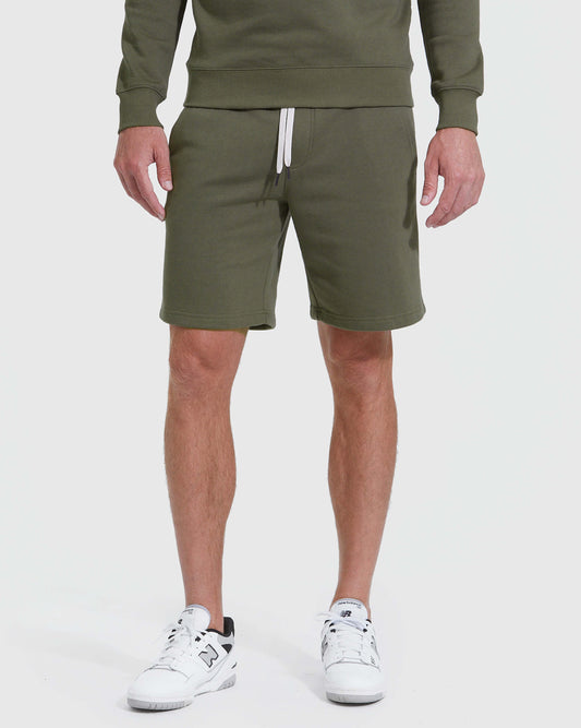 True Classic Military Green Fleece French Terry Shorts | Small