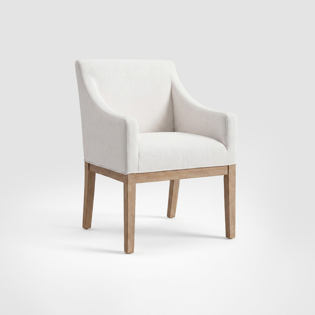 COLAMY ELVIA Upholstered Dining Chair with Arms – Solid Wood Frame - White / Set of 1