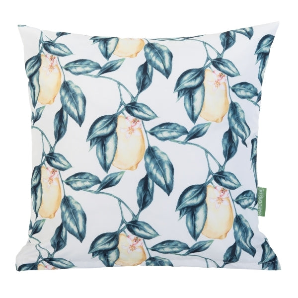 Water-Resistant Outdoor Lemon Printed Scatter Cushion | Garden Decorative Pillow - Lemon Cream Small