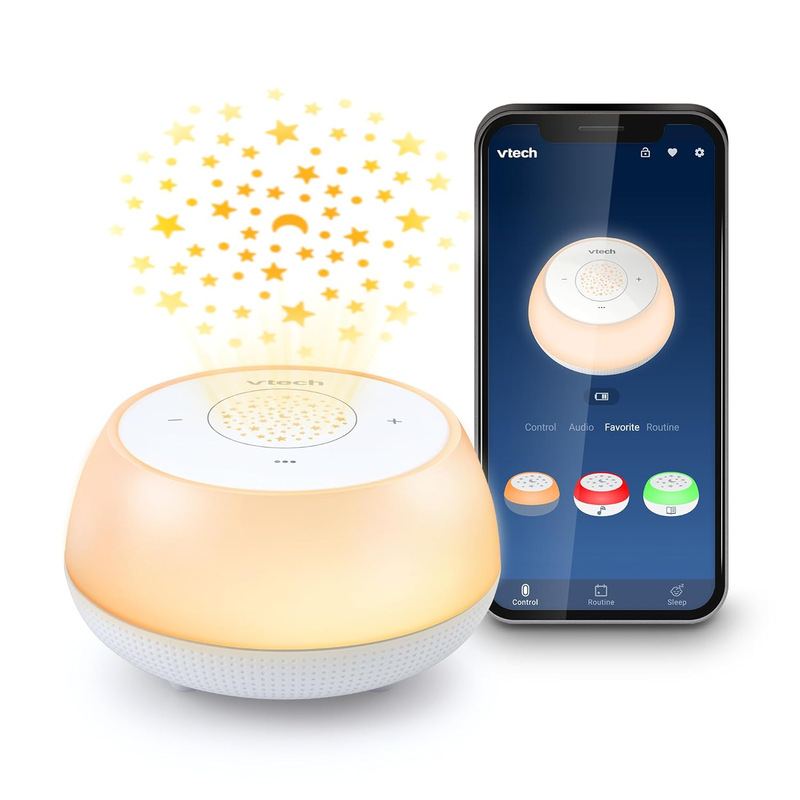 VTech Baby Nursery Decoration Mini Sleep Soother BC8213 White – Portable Soothing Sounds and Night Light for Infants