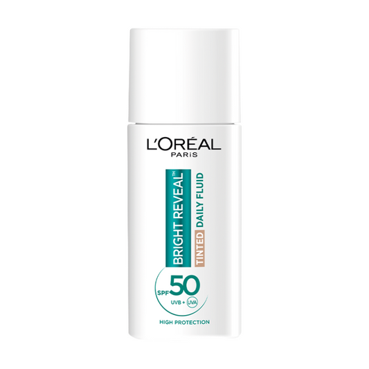 L'Oréal Paris Bright Reveal Tinted Daily Fluid SPF 50ml, Illuminating & Protecting Sunscreen for Daily Radiance