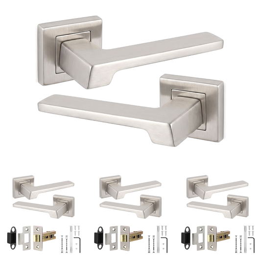 Spectra Satin Nickel Passage Door Lever Handles - Latch Kit 76mm - Pack of 4