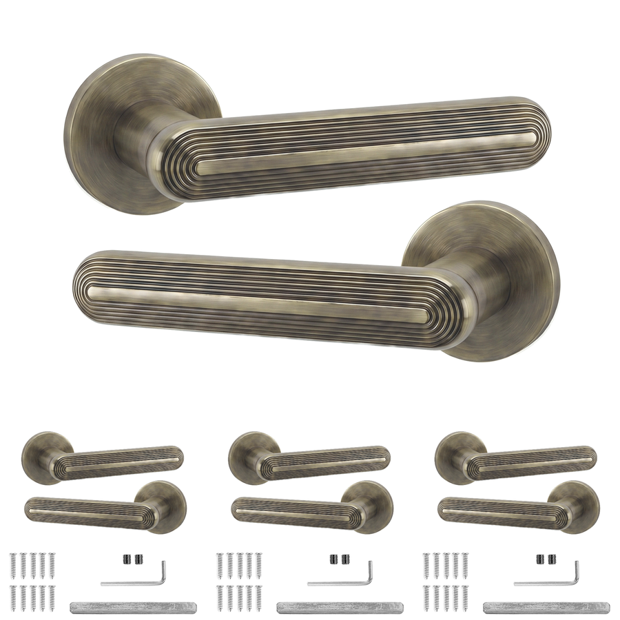 Marin Antique Brass Door Lever Handles - Pack of 4 Pairs