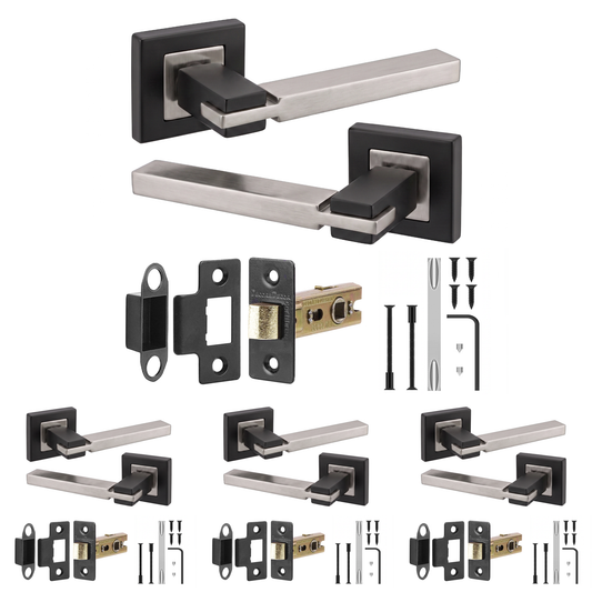 Nexus Duo Finish Passage Door Lever Handles - Latch Kit 76mm - Pack of 4