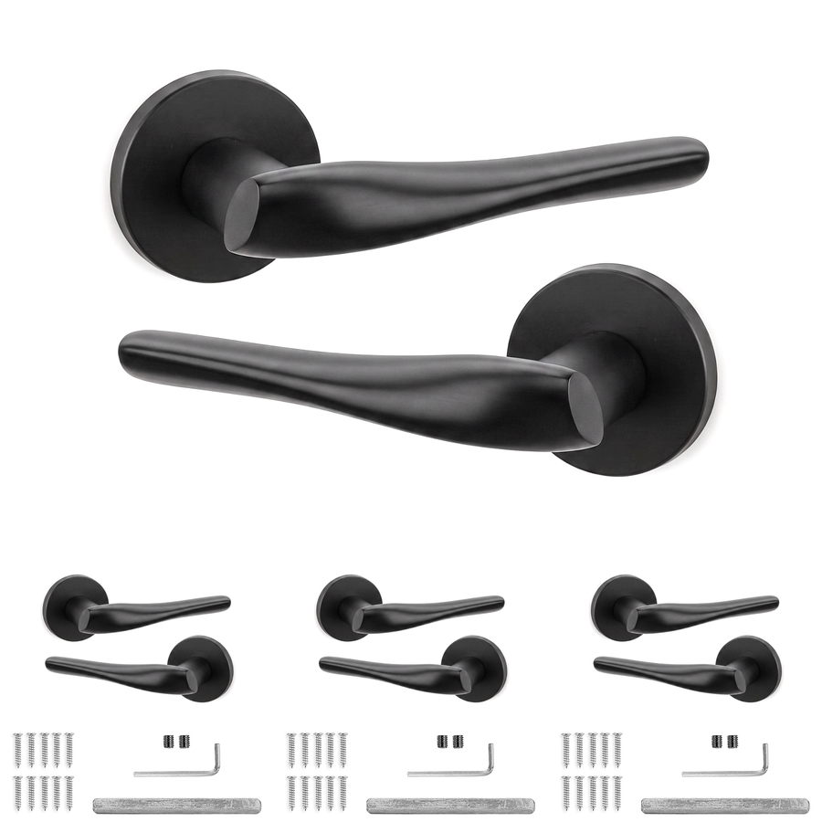Nanda Matt Black Door Lever Handles - Pack of 4 Pairs
