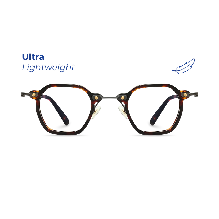 Foster Amber Tortoise Geometric Eyeglasses | EYDOLOGY