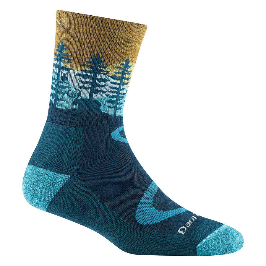 Darn Tough Ladies Northwoods Micro Crew Patterned Cushioned Hiking Socks L / Dark Teal – Lifetime Guarantee