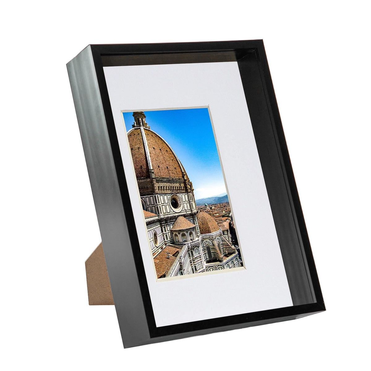 Black A4 (8" x 12") 3D Deep Box Frame with A5 Mount - White Mount