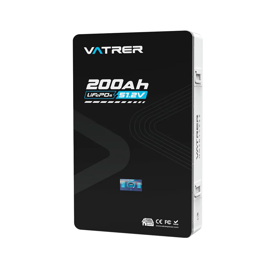 Vatrer 48V (51.2V) 200Ah Wall-Mounted Lithium Solar Battery 200A BMS - 1 PACK