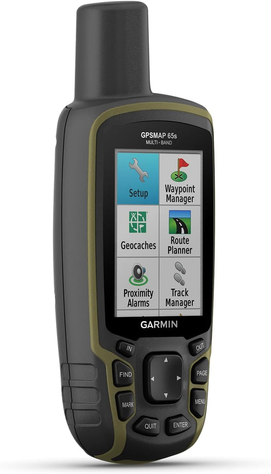 Garmin GPSMAP 65s – Robustes GPS-Outdoor-Navi mit vorinstallierter TopoActive Europakarte, 2,6“ Farbdisplay, Barometer & Kompass. Navigation mit 5 Sat
