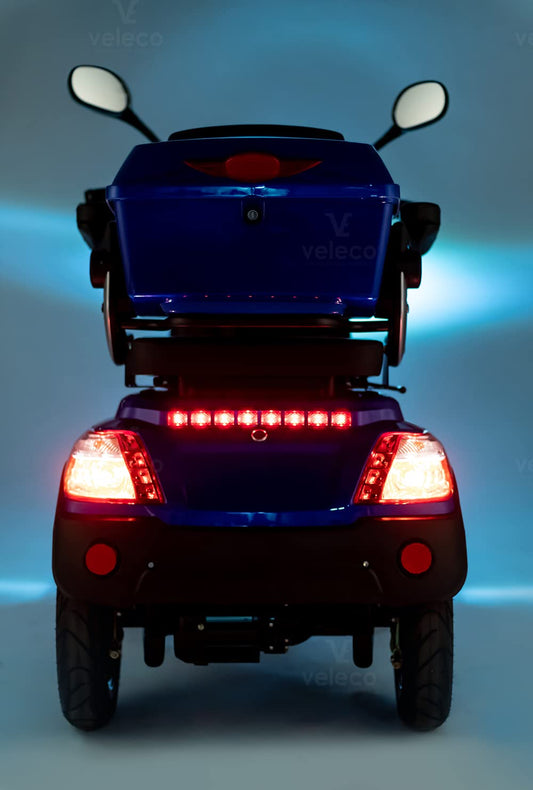 VELECO Seniorenmobil Lithium-Ionen Akku 4-Rad ElektroRoller 1000W Faster (SCHWARZ mit Dach)