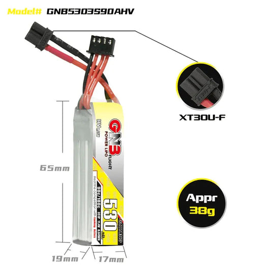 GNB/GAONENG 530mah 3S 11.4V HV 90c LiPo Battery XT30 Plug