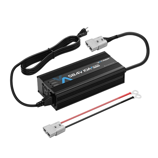 Vatrer 48V Lithium Battery Charger, 58.4V 10A AC-DC LiFePO4 Smart Battery Charger
