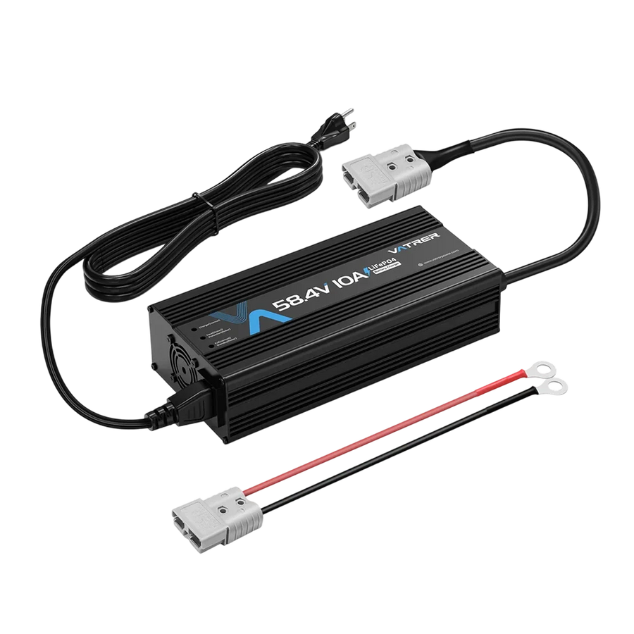 Vatrer 48V Lithium Battery Charger, 58.4V 10A AC-DC LiFePO4 Smart Battery Charger