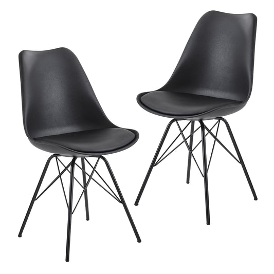 FineBuy Esszimmerstuhl 2er Set Küchenstuhl Kunststoff Skandinavisches Design, Schalenstuhl mit Kunstleder-Bezug, Polsterstuhl Stuhl Gepolstert