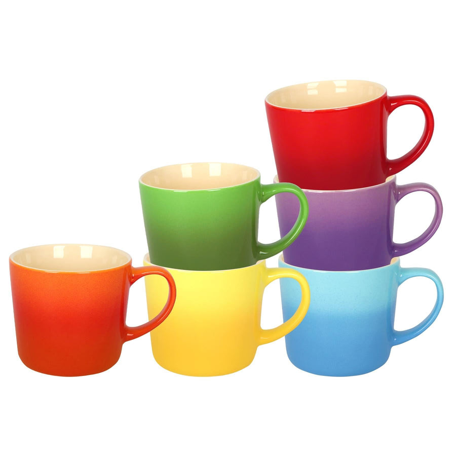 330ml Rainbow New Bone China Ombre Mugs - Pack of Six
