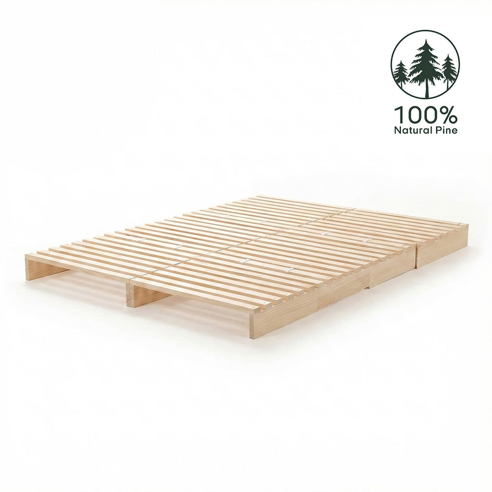 Natural Solid Wood Modular Bed Frame - 2 Sets (8 Blocks)Twin Size Bed Base 80L × 39"W