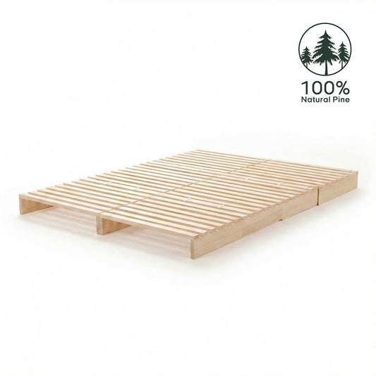 Natural Solid Wood Modular Bed Frame - 2 Sets (8 Blocks)Twin Size Bed Base 80L × 39"W