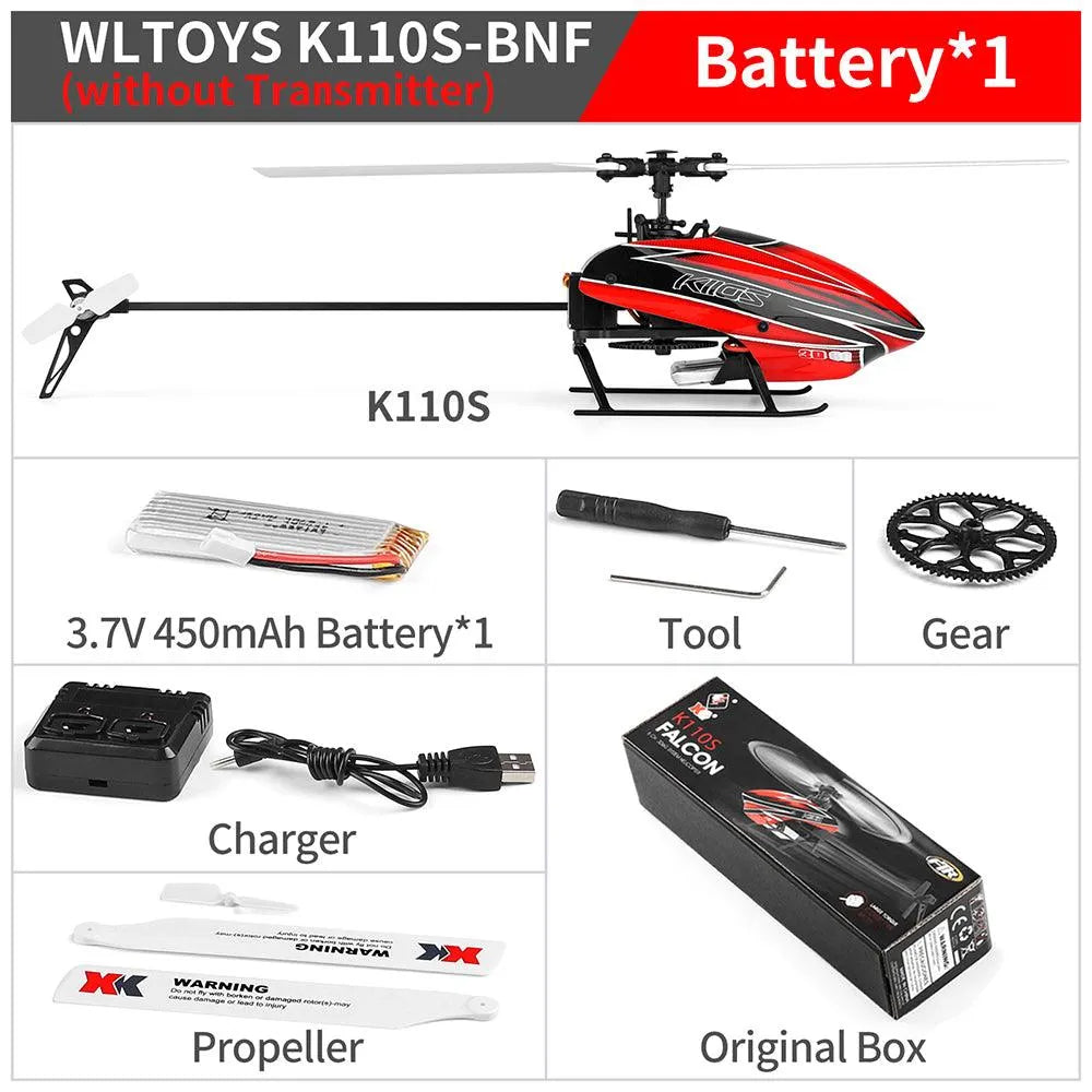 WLtoys XK K110S 6CH 3D 6G System Remote Control Toys Brushless Motor 2.4G RC Helicopter BNF/RTF Compatible With - BNF Version(not include Radio)