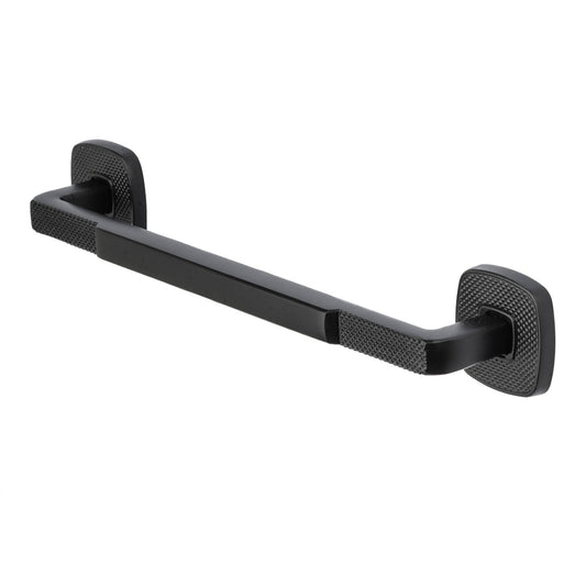 Mara - Knurled Kitchen Cabinet Handle with Backplate - Matt Black