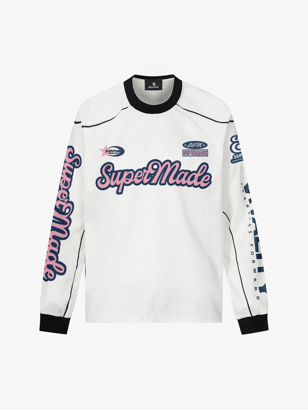 Supermade Jersey Graffiti Letter Long Sleeve T-Shirt - White / M