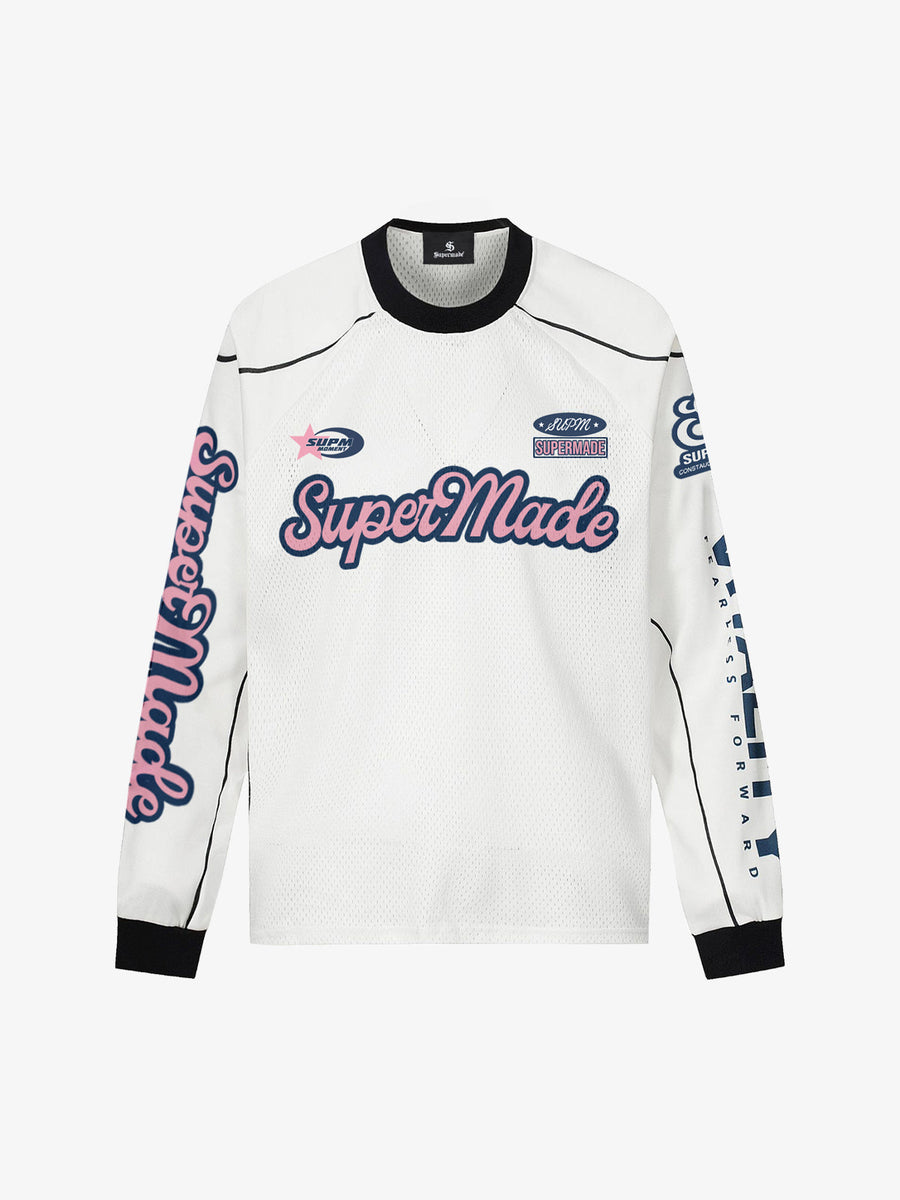 Supermade Jersey Graffiti Letter Long Sleeve T-Shirt - White / M