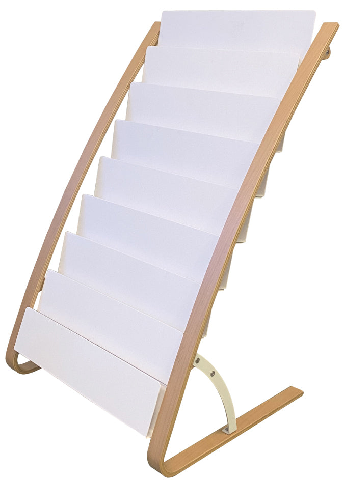 ALBA Prospekt-Bodenständer, 8 Fächer, Breite: 580 mm, weiß