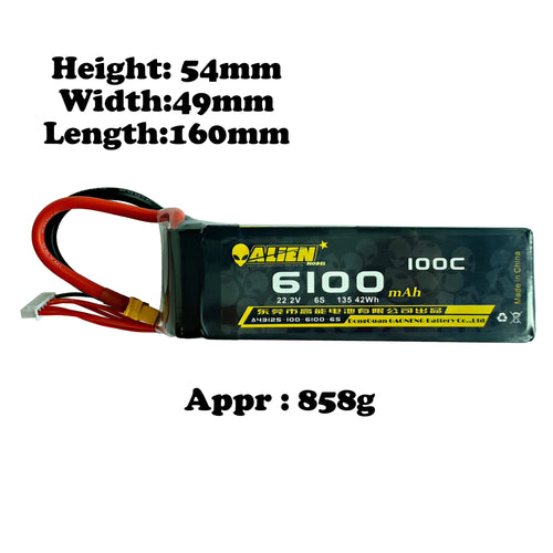 Aline 6100mAh 100C 6S 22.2V Lipo Battery XT90 Plug - XT60