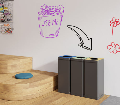 ALBA Wertstoffsammelbox für Kunststoff, schwarz/gelb, 50 L