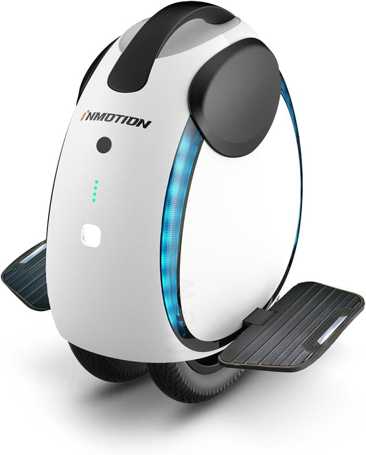 Inmotion E20 Einräder – 450-W-Motor – 240-Wh-Akku – Reichweite bis zu 30 Kilometer – Höchstgeschwindigkeit 20 km/h – Doppelte 14-Zoll-Reifen, Weiß