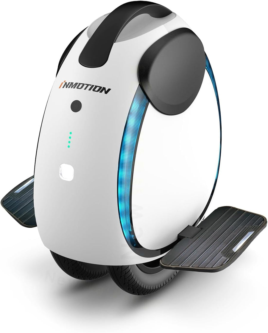 Inmotion E20 Einräder – 450-W-Motor – 240-Wh-Akku – Reichweite bis zu 30 Kilometer – Höchstgeschwindigkeit 20 km/h – Doppelte 14-Zoll-Reifen, Weiß