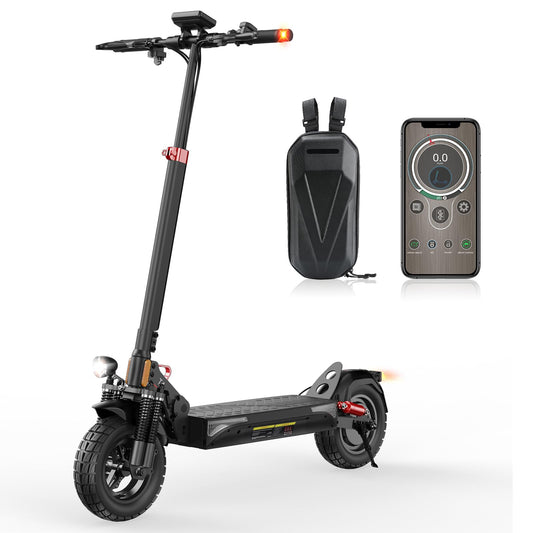 E Scooter mit Straßenzulassung, 10 Zoll Offroad Luftreifen mit Doppeltem Stoßdämpfungssystem, Batterie 12,5 Ah 60–70 km Reichweite, LCD-Instrumententa