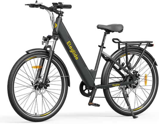 Eleglide E-Bike, T1 Step-Thru Elektrofahrrad 27.5'' Trekkingrad E-Citybike mit 36V 13Ah Lithium-Akku bis zu 100KM Lange Range, 250W Motor, Shimano 7 G