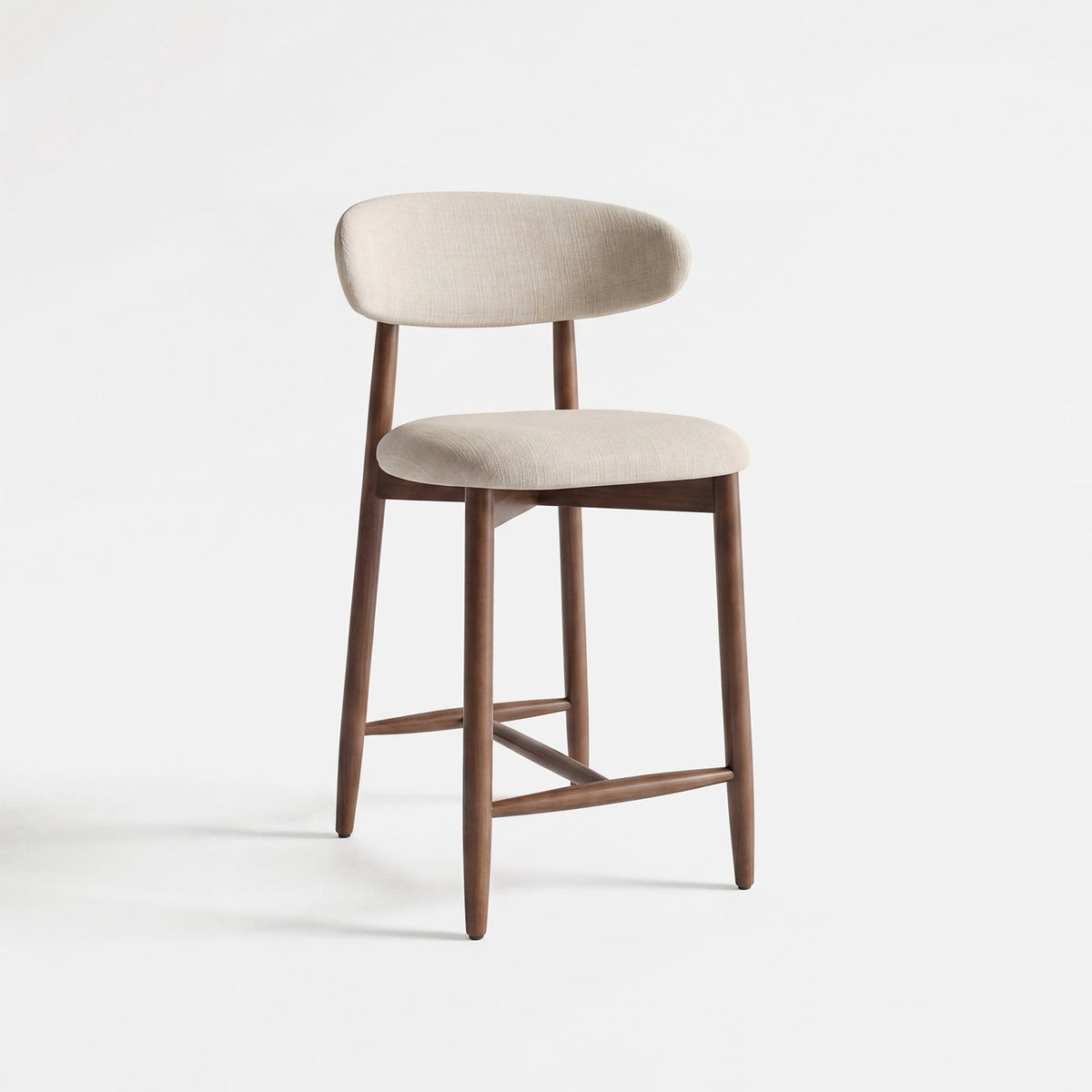 COLAMY ARLA Upholstered Wooden Scandi Minimalist Counter Height Bar Stool - Beige / Set of 3