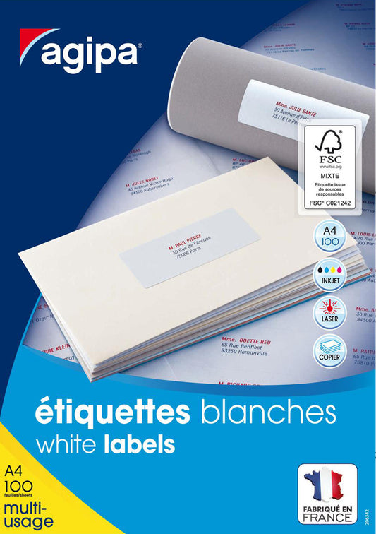 agipa Universal-Etiketten, 199,6 x 143,5 mm, weiß