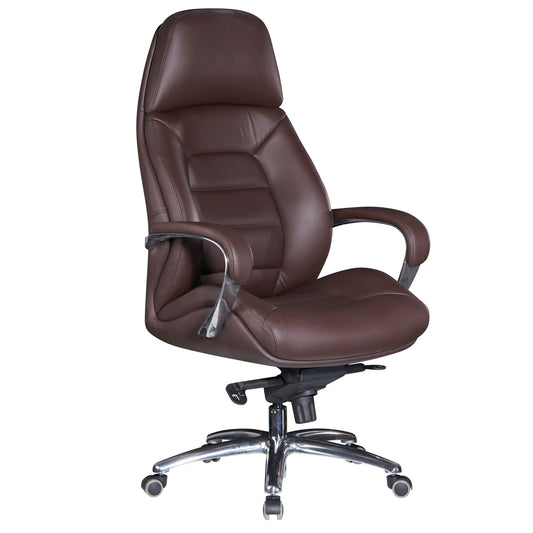 FineBuy Designer Bürostuhl Bezug Echtleder Schreibtischstuhl bis 120 kg, XXL Design Chefsessel höhenverstellbar, Drehstuhl ergonomisch mit Armlehnen &