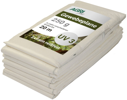 AGRIplus Gewebeplane mit Ösen, 4 x 6 m, weiß, 250 g/qm