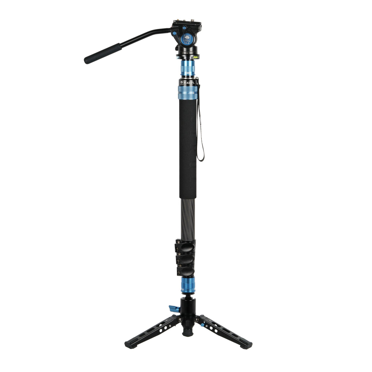 SIRUI P-424FS Carbon Einbeinstativ 168 cm mit Standspinne + Videoneiger VA-5
