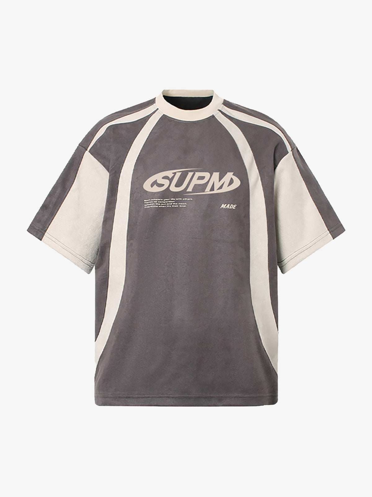 Jersey Deconstructed Contrast Color Stitching Print T-Shirt - 2407 - Grey / M