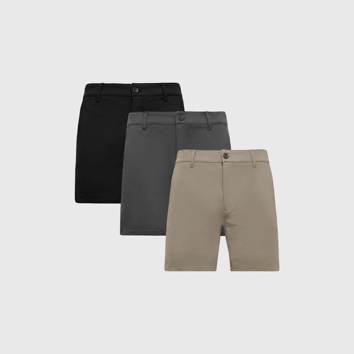 True Classic 7" Neutral Comfort Knit Chino Shorts 3-Pack | Cotton Blend | Athletic Cut | 33