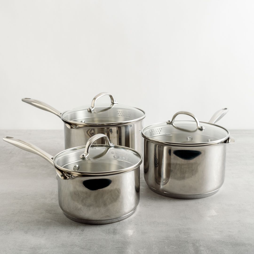 Stellar 7000 3 Piece Draining Saucepan Set