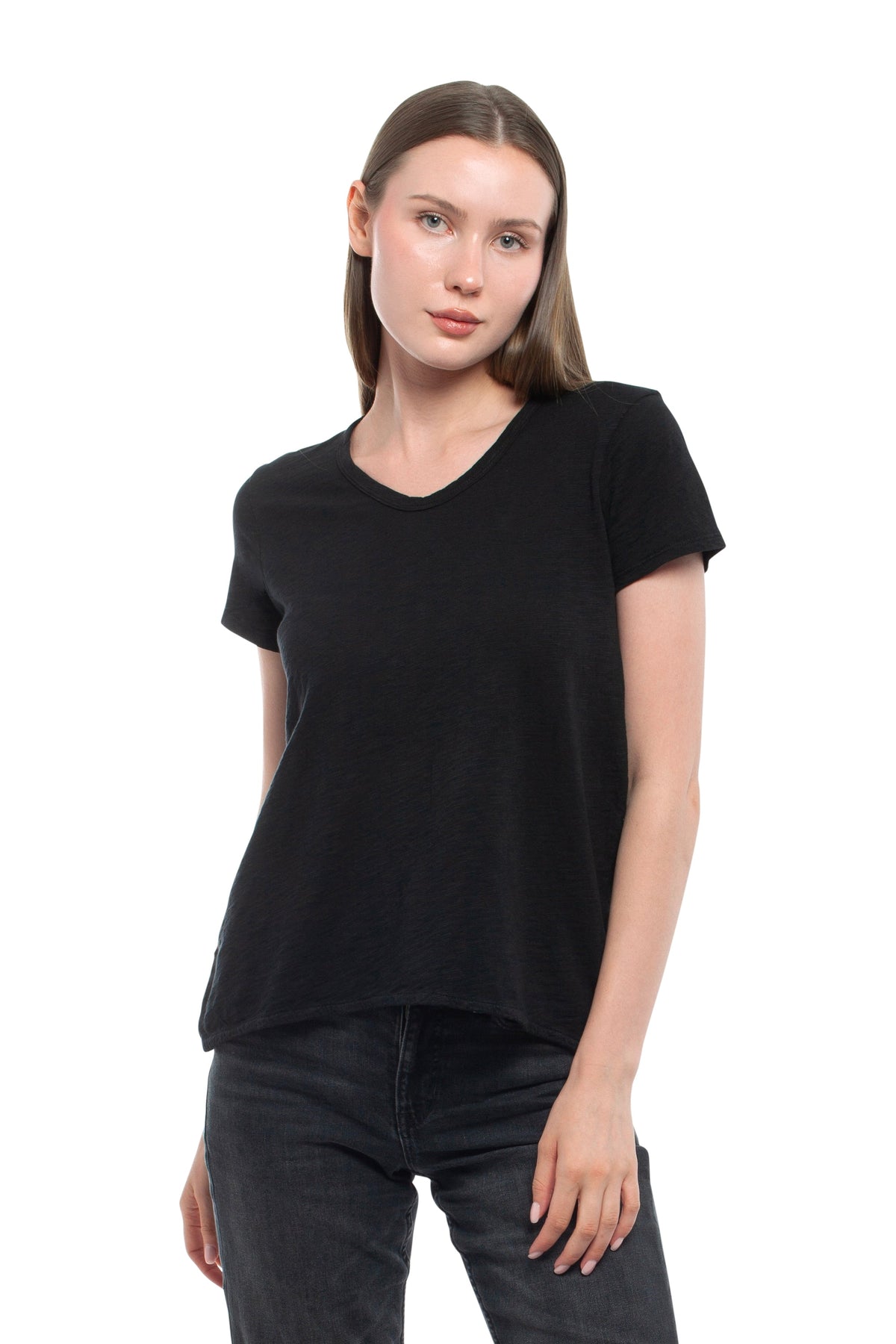 Crew Short Sleeve Shrunken Boyfriend - Black / XS