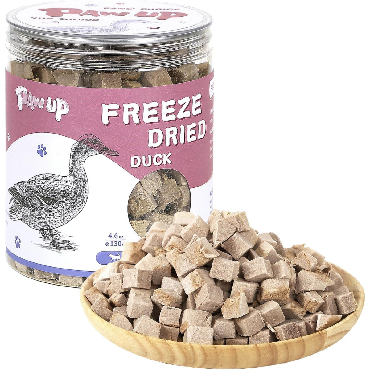 PAWUP Freeze Dried Cat Treats, Duck Breast, Single Ingredient, 4.6oz | Cat Food Toppers, High Protein, Low Fat, Natural, Healthy, Rawhide Free,
