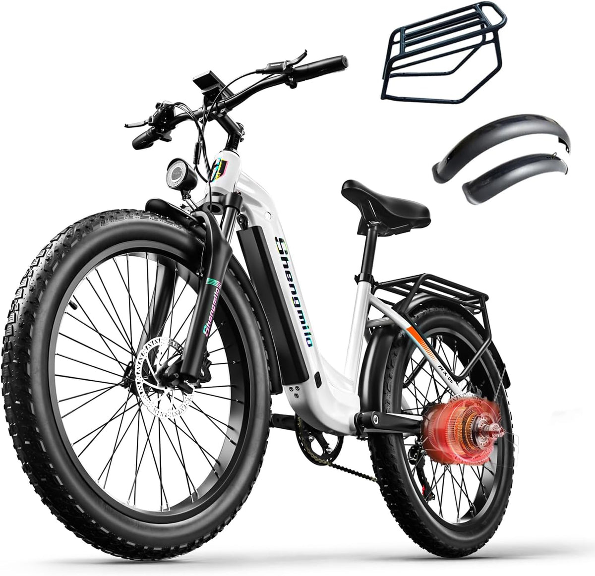 Shengmilo MX06 e Bike Herren/ebike Damen, 1OOOW 80N.M, 26 Zoll Fat Tire Elektrofahrrad,7-Gang-Schaltung, 48V 17.5AH Batterie,City Bike, Elektrofahrrad