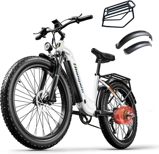Shengmilo MX06 e Bike Herren/ebike Damen, 1OOOW 80N.M, 26 Zoll Fat Tire Elektrofahrrad,7-Gang-Schaltung, 48V 17.5AH Batterie,City Bike, Elektrofahrrad